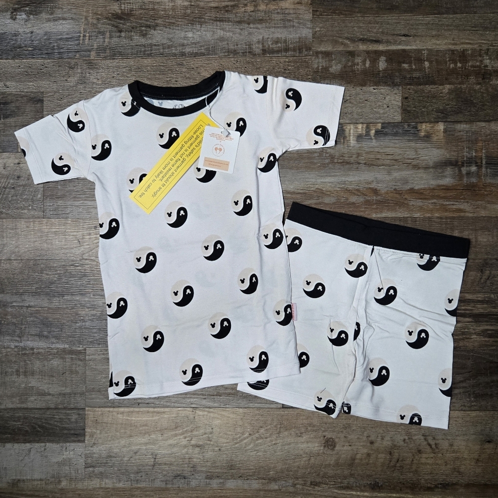 Magical Mamas Disney Mickey Ying Yang Cream/Black Short Sleeve & Shorts PJ Set